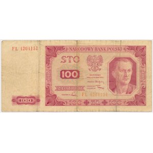 100 zloty 1948 - ERROR OF PRINTING - loss of print on the reverse side