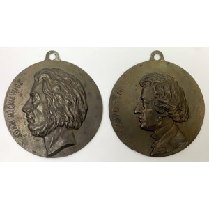 Medaliony (8,5cm) Chopin, Mickiewicz (2szt)