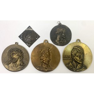 Medaliony i plakieta - Kościuszko, Jezus...(5szt)