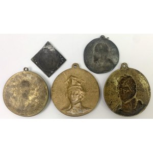 Medallions and plaque - Kosciuszko, Jesus...(5pcs)