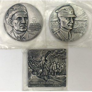 Medaile a plaketa - Sosabowski, Dobrzański, Polské památníky (3ks)