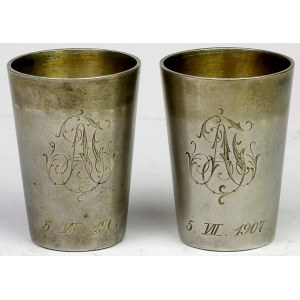 Silver, Germany, Leipzig, Glasses with engraving - set (2pcs)