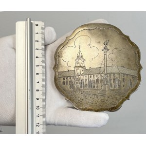 Stříbro, Polsko, Varšava - skříňka s vyobrazením královského hradu a Zikmundova sloupu