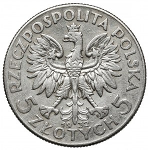 Głowa Kobiety 5 złotych 1932 ze znakiem, Warszawa - rzadkie