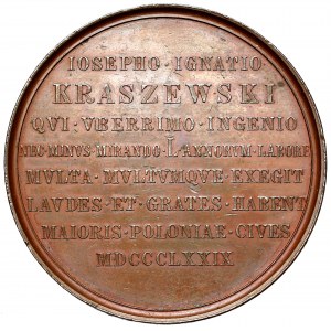 Medal, Józef Ignacy Kraszewski 1879 - głowa w lewo