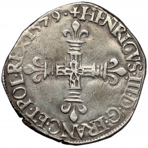 Heinrich von Valois, 1/4 ECU 1579-H, La Rochelle