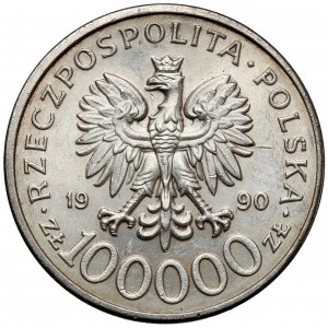 100,000 zloty 1990 Solidarity - variety C