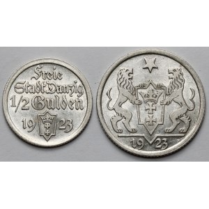 Free City of Danzig, 1/2 and 1 guilder 1923 (2pc)