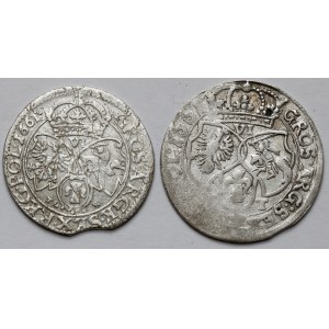 Jan II Kazimír, šestipence Krakov a Bydhošť 1661 (2ks)