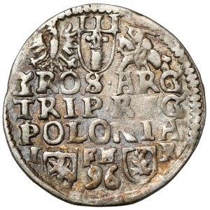 Sigismund III Vasa, Trojak Poznań 1596 - 2x date - B.RZADKI