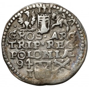 Zikmund III Vasa, Trojak Poznaň 1594 - busta z roku '95 - RARE