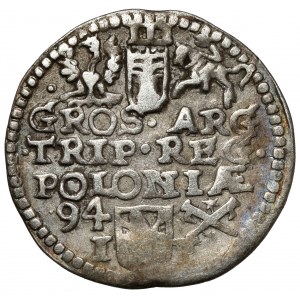 Sigismund III. Wasa, Trojak Poznań 1594 - Büste aus '95 - RARE