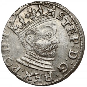 Stefan Batory, Trojak Ryga 1585 - bez naramiennika