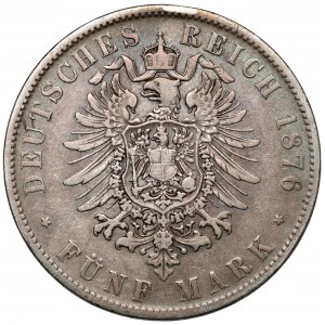 Německo, Bavorsko, 5 marek 1876-D