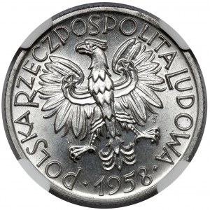 5 złotych 1958 Rybak - wąska ósemka