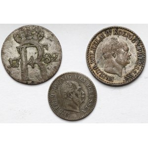 Prussia, 1/24 thaler, 1/2 and 1 penny 1782-1863 (3pc)