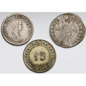 Pisa 1 grosso 1715, Venezia 15 centesimi 1848, Wurzburg 1 schilling 1676 (3pcs)