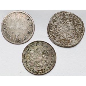 Pisa 1 grosso 1715, Venezia 15 centesimi 1848, Wurzburg 1 schilling 1676 (3pcs)