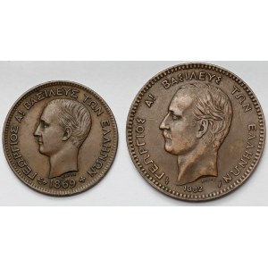 Griechenland, 5 Lepta 1869 und 10 Lepta 1882 (2 St.)