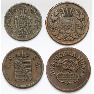 Německo, měděné mince 1855-1871 - sada (4ks)