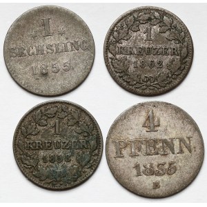 Deutschland, kleine Stückelungen 1835-1862 - Satz (4tlg.)