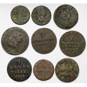 Měděné mince od Jana II Kazimíra po rozdělení (9ks)