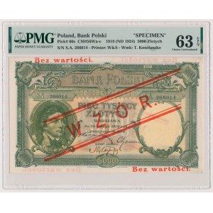 5.000 złotych 1919 - WZÓR - niski nadruk - RZADKOŚĆ w takim stanie