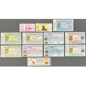 Set of old city tickets, mainly Warsaw (12pcs)