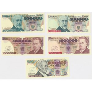500 000 PLN, 1 a 2 milióny PLN 1990-1993 (5 ks)