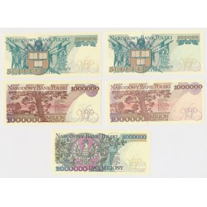 500 000 PLN, 1 a 2 miliony PLN soubor 1990-1993 (5ks)