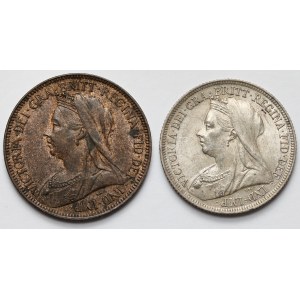 Veľká Británia, 1/2 pence a šiling 1898 (2ks)