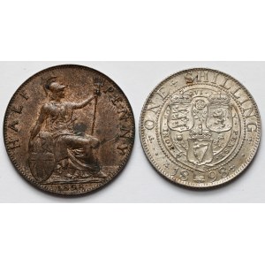 Veľká Británia, 1/2 pence a šiling 1898 (2ks)