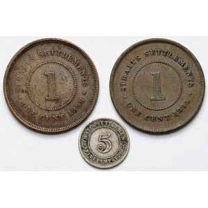 Veľká Británia, Straits Settlements, 5 a 1 cent 1888-1895 - sada (3 ks)