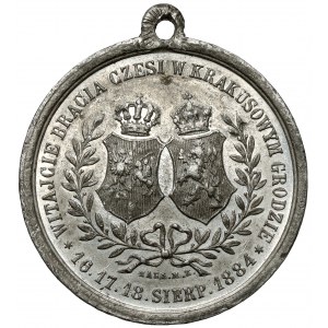 Medal, Pamiątka Pobytu Czeskiego Tow. Gim. SOKOŁA w Krakowie 1884 - cynk