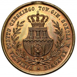 Pamätná medaila z pobytu českej telocvičnej spoločnosti SOKOL v Krakove 1884 - bronzová - KRÁSNA