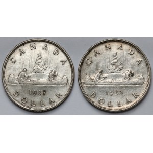 Kanada, Dolar 1937 i 1953 - zestaw (2szt)
