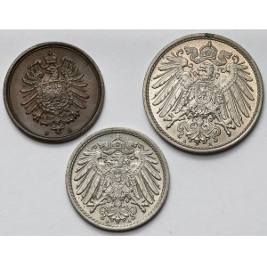 Německo, 1-10 fenig 1875-1900 - sada (3ks)