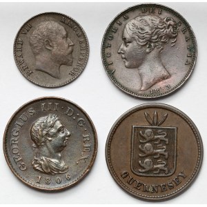 Veľká Británia a kolónie, malé nominálne hodnoty 1806-1910 - sada (4 ks)