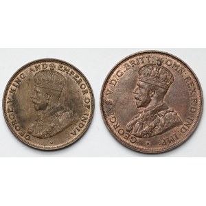 Veľká Británia / Jersey / Hong-Kong, 1/12 šiling 1923 a 1 cent 1924 - sada (2ks)