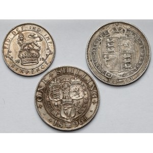 Great Britain, 6 Pence and Shillings 1889-1913 - set (3pcs)