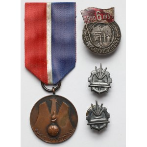 PRL, Medal and pins - set (4pcs)