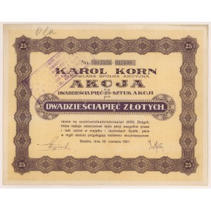 KAROL KORN Budowlana Sp. Akc., 25x 25 zł 1927