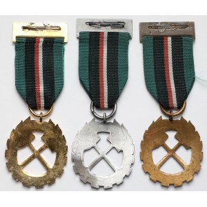 PRL, Medal Zasłużony dla Górnictwa - zestaw (3szt)