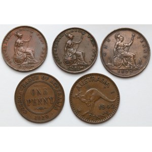 Velká Británie / Austrálie, Pence 1853-1942 (5ks)