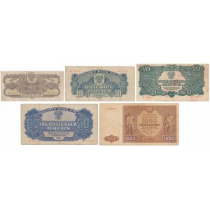 Sada poľských bankoviek 1944-1946 (5ks)