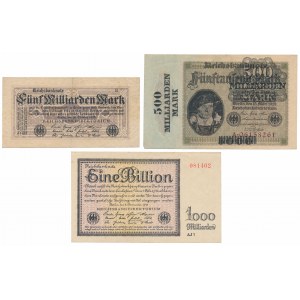 Germany, Berlin - set of 1923 banknotes (3pcs)