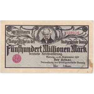 Danzig, 500 million mark 1923 - ODWROTKA - cream print