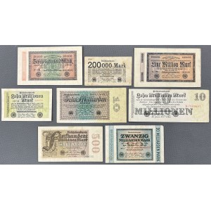 Deutschland, Berlin - Banknotensatz aus dem Jahr 1923 (8Stück)