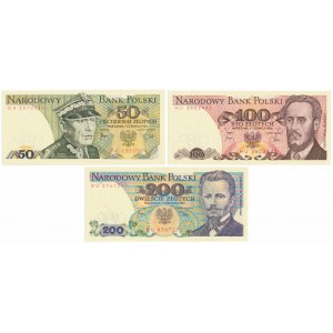 50, 100 i 200 złotych 1982 - zestaw (3szt)