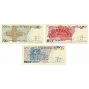 50, 100 i 200 złotych 1982 - zestaw (3szt)